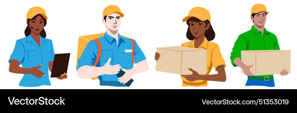 Set of couriers and call center operators Set of couriers and call center operators vector image