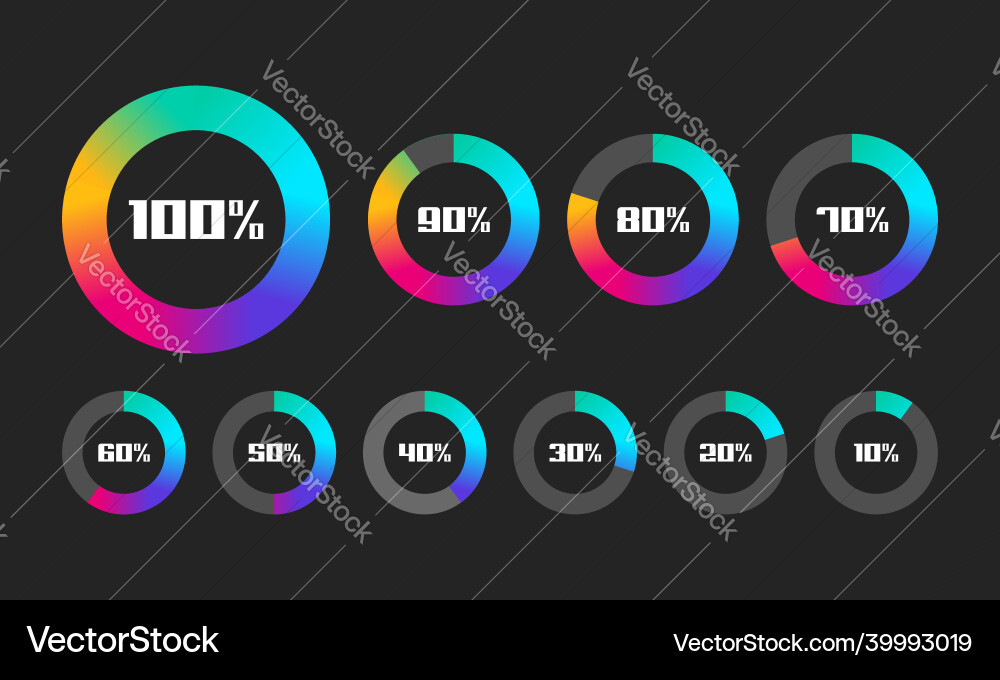 Set of loading bar progress visualization Set of loading bar progress visualization vector image