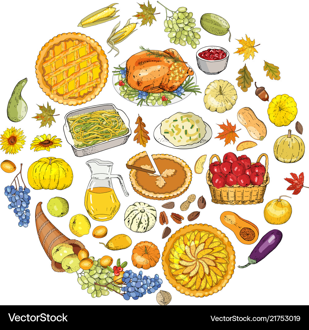 Set of objects and symbols on the thanksgiving Set of objects and symbols on the thanksgiving vector image