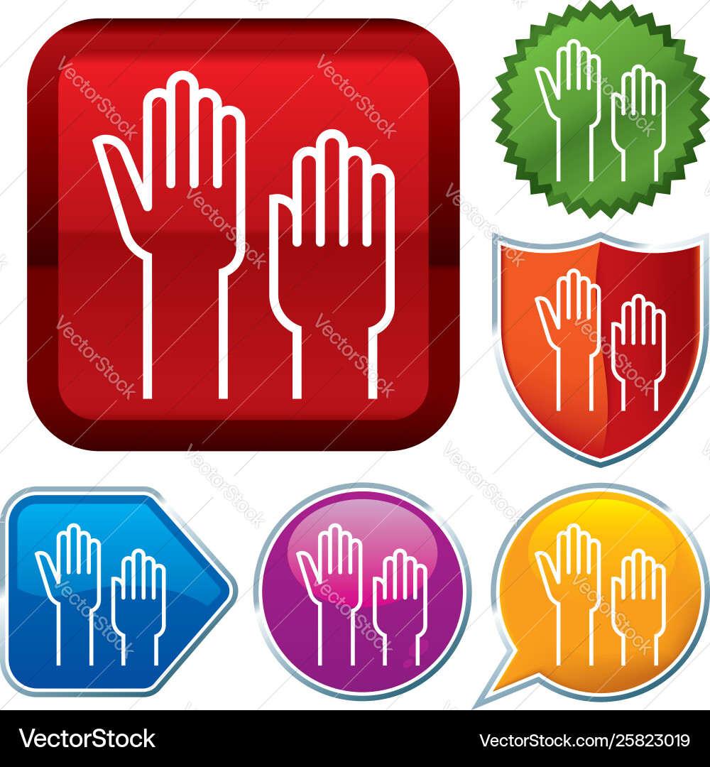 Set shiny icon series on buttons voting vector image