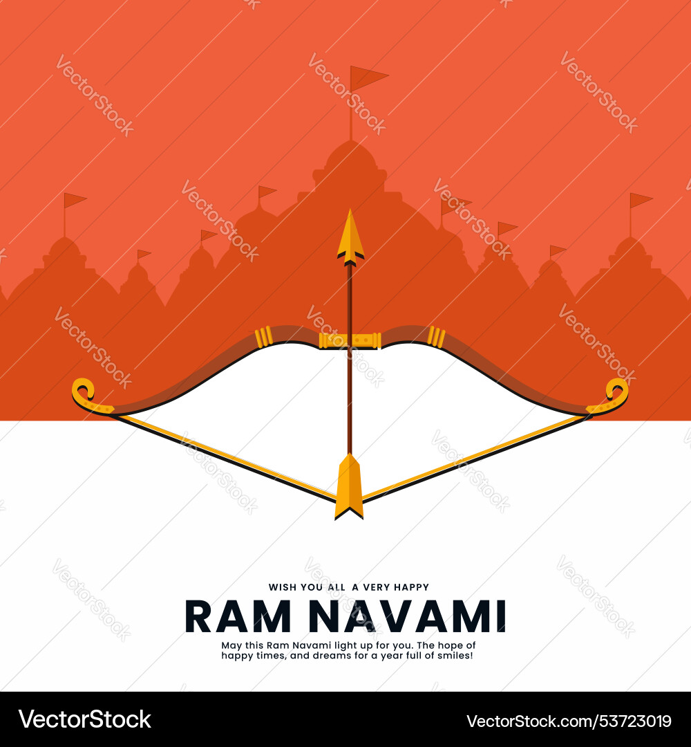 Shree ram navami lord bow arrow and ayodhya Vector Image