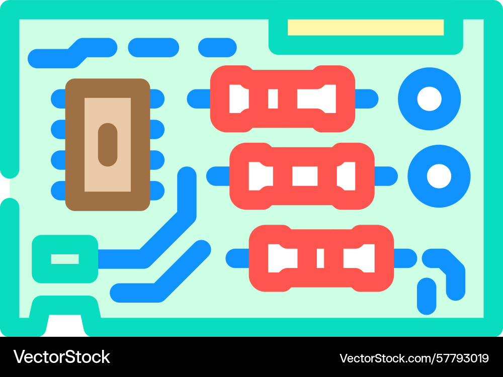 Top view printed circuit board pcb color icon Vector Image
