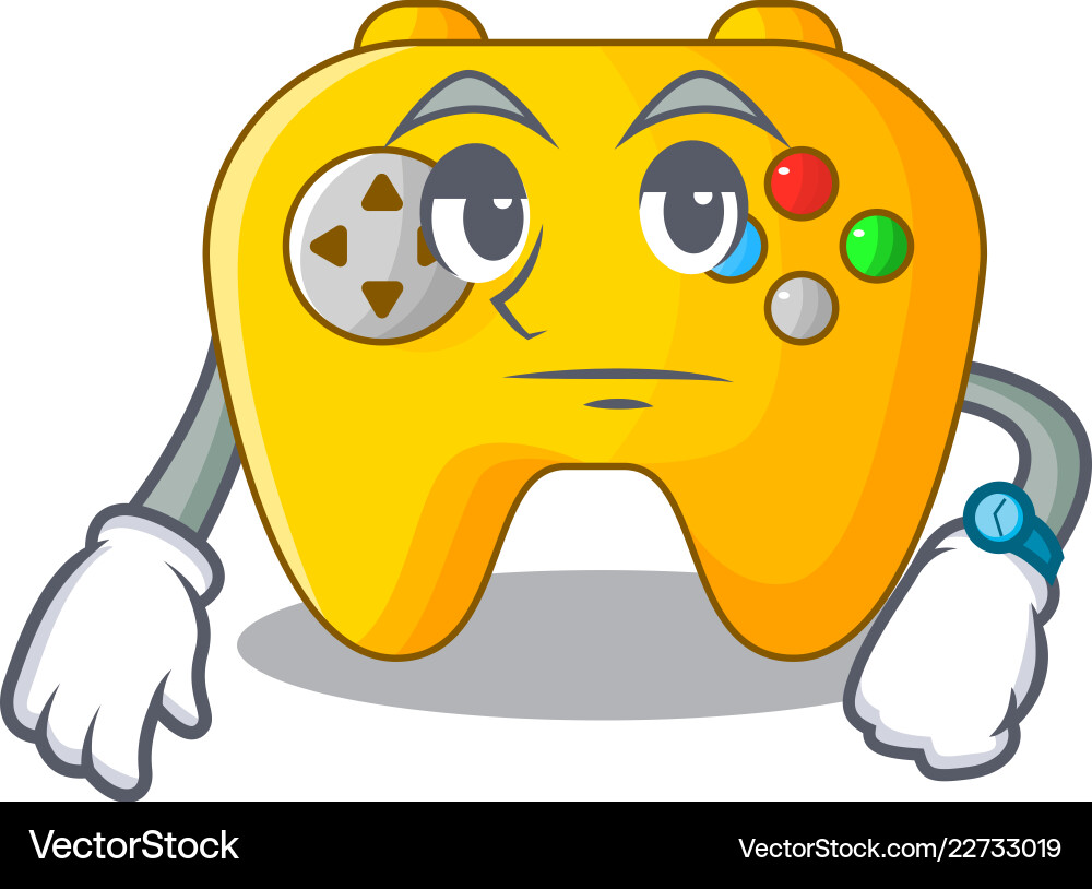 Waiting retro computer game control on mascot vector image