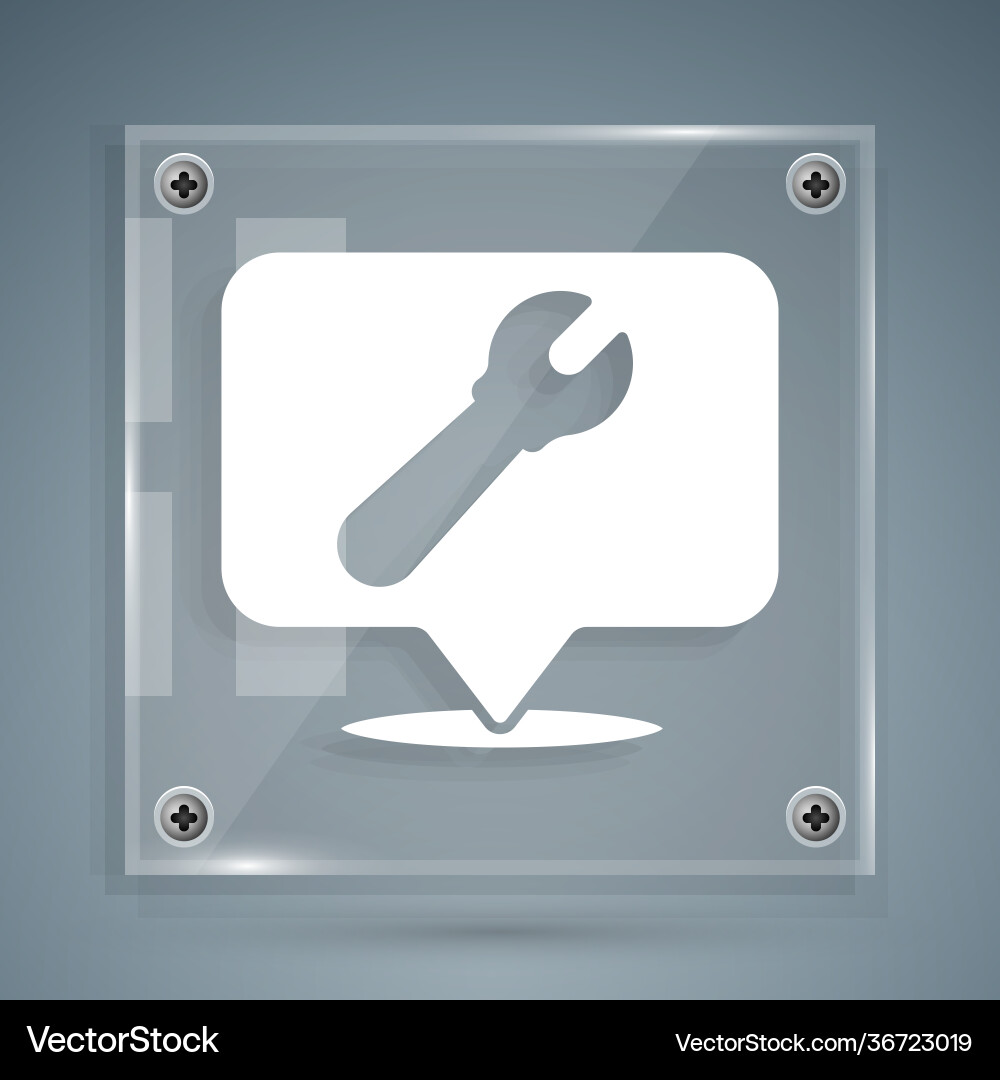 White location with wrench spanner icon isolated White location with wrench spanner icon isolated vector image