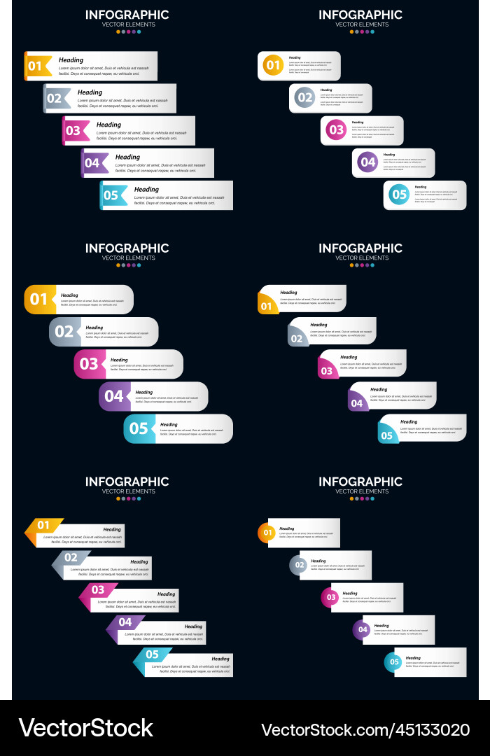 5 steps cycle diagrams and timelines 6 5 steps cycle diagrams and timelines 6 vector image