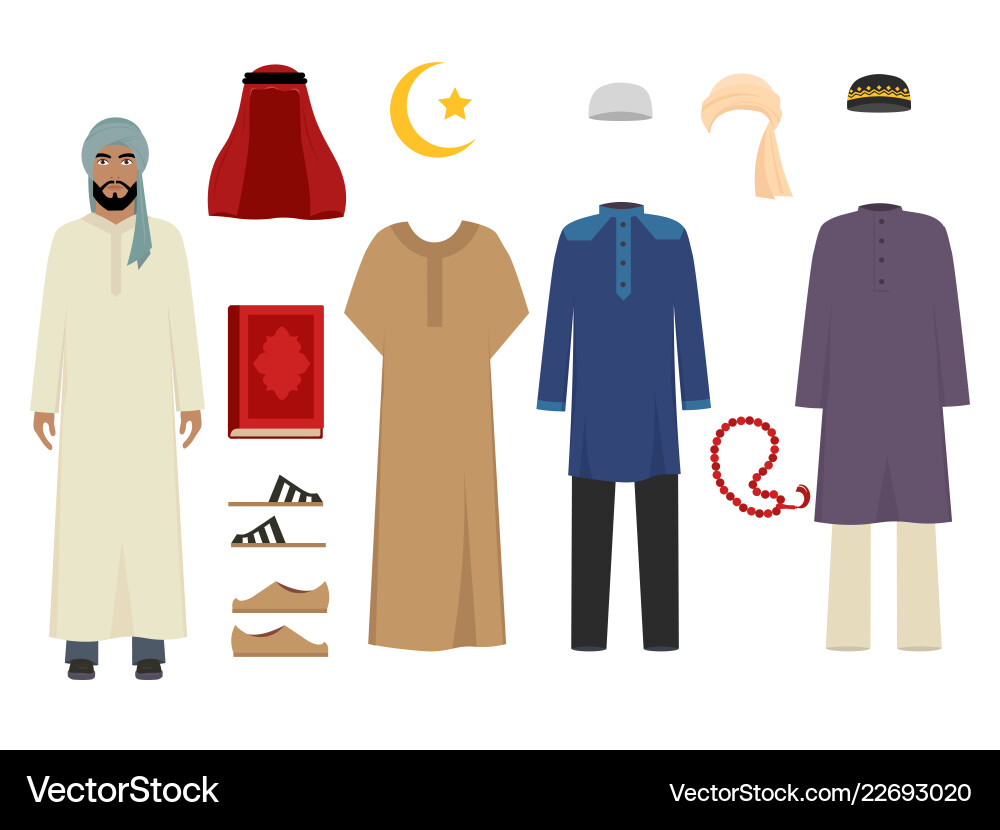 Arabic man clothes national islamic fashion vector image