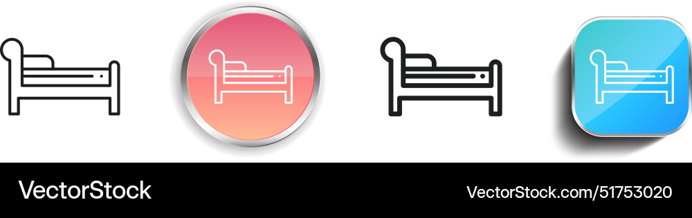 Bed icon thin linear regular and button style vector image