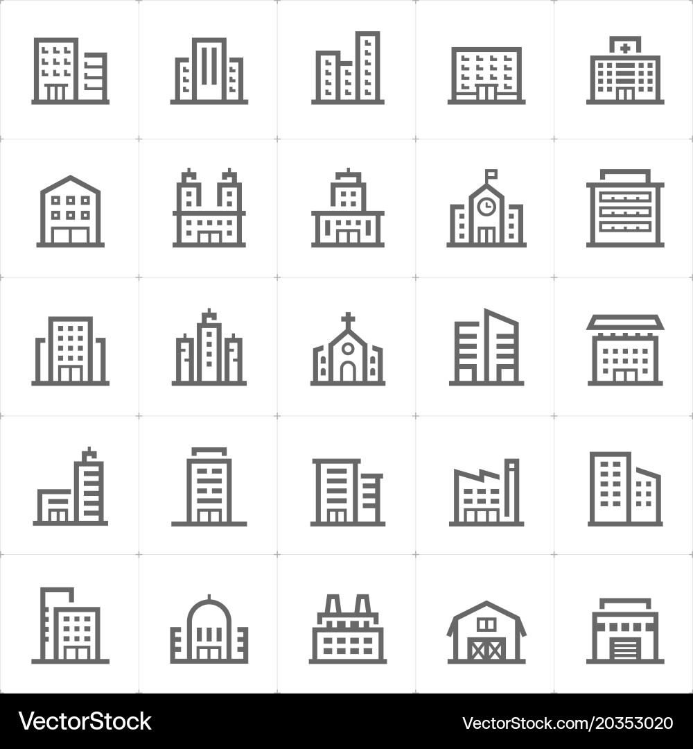 Building Icon Set - Diverse Structures vector image