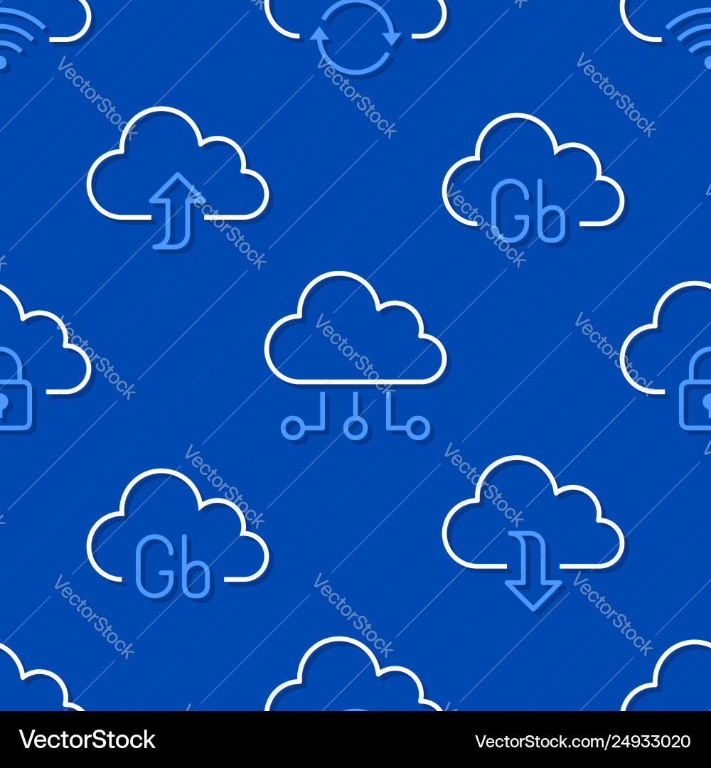 Cloud data storage seamless pattern with line Cloud data storage seamless pattern with line vector image