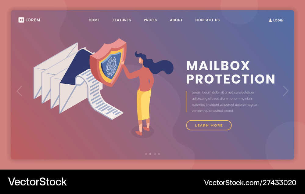 Fingerprint access landing page template Fingerprint access landing page template vector image