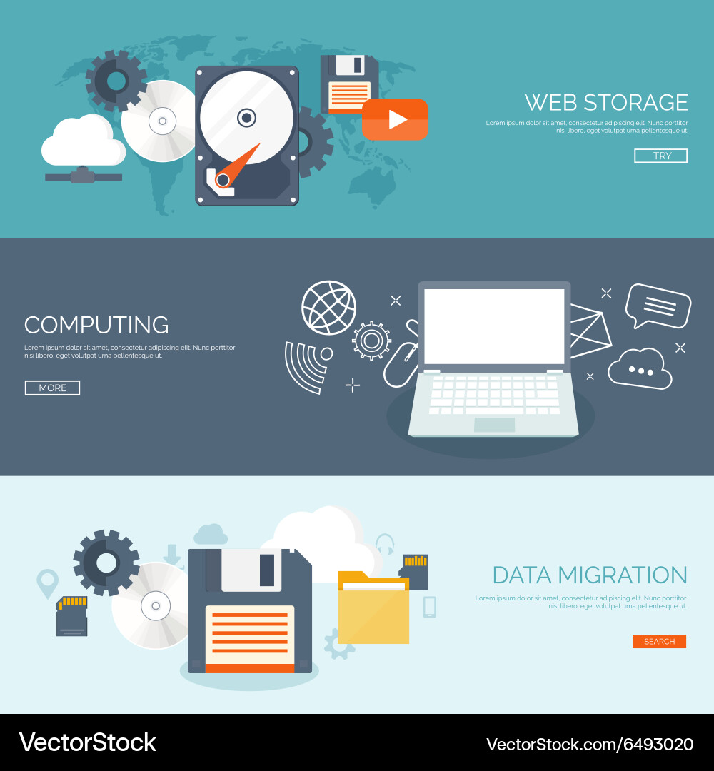 Flat cloud computing vector image