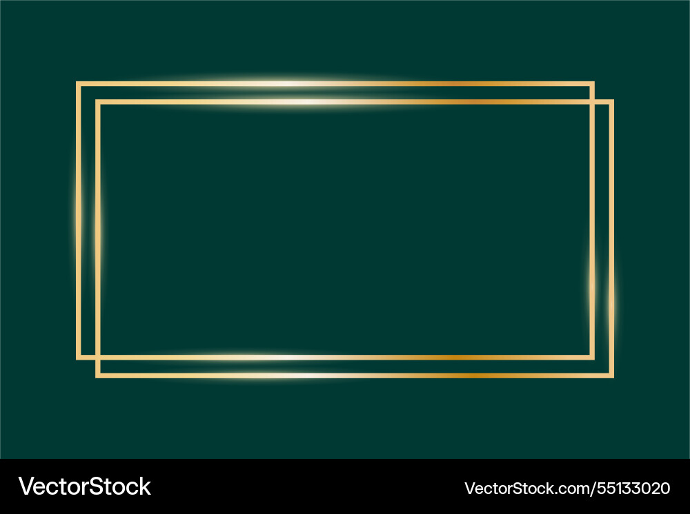 Golden frame with glowing effect on dark green Golden frame with glowing effect on dark green vector image