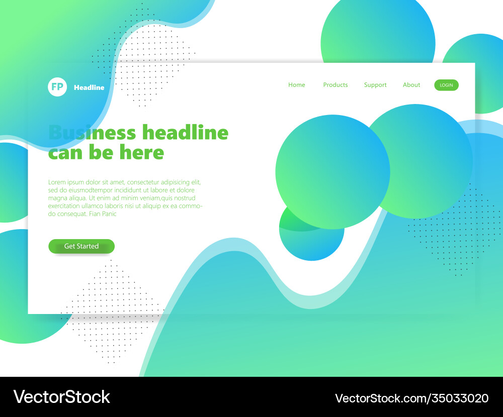 Landing page template with gradient modern webpage vector image