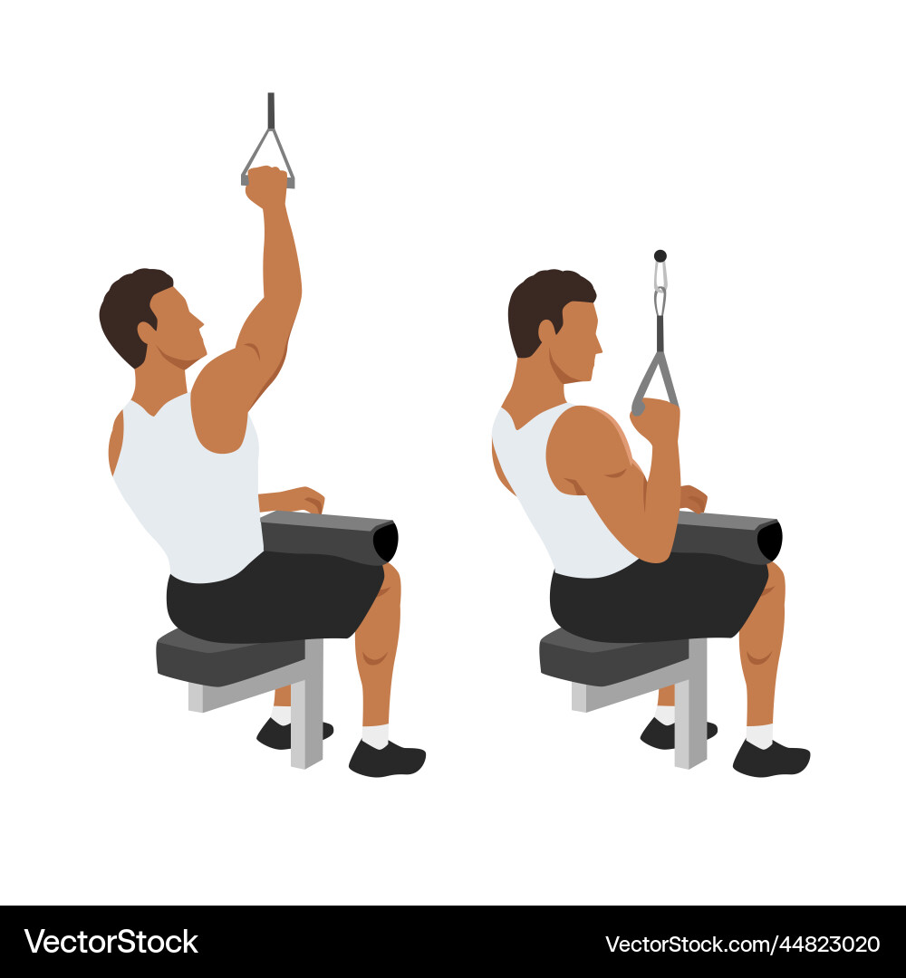 Man doing one arm lat pull down downs Man doing one arm lat pull down downs vector image