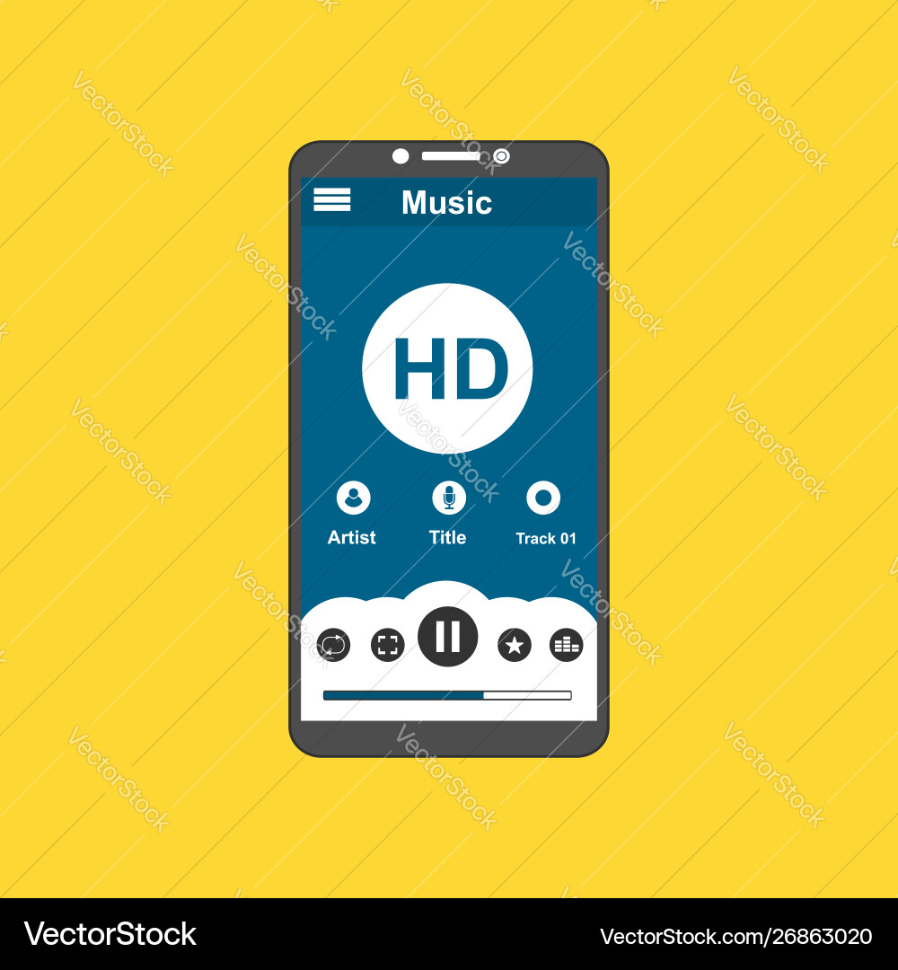 Media player application app template with flat Media player application app template with flat vector image