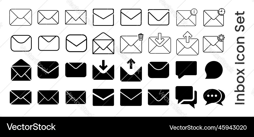 Message icon set inbox email vector image
