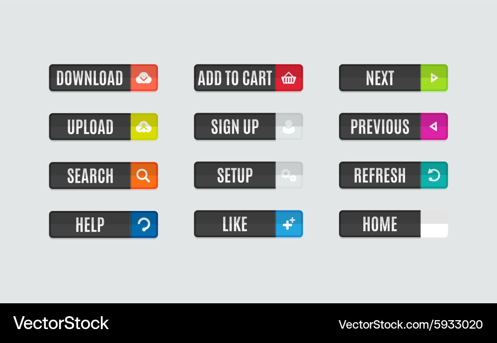 Modern flat design website navigation buttons Vector Image