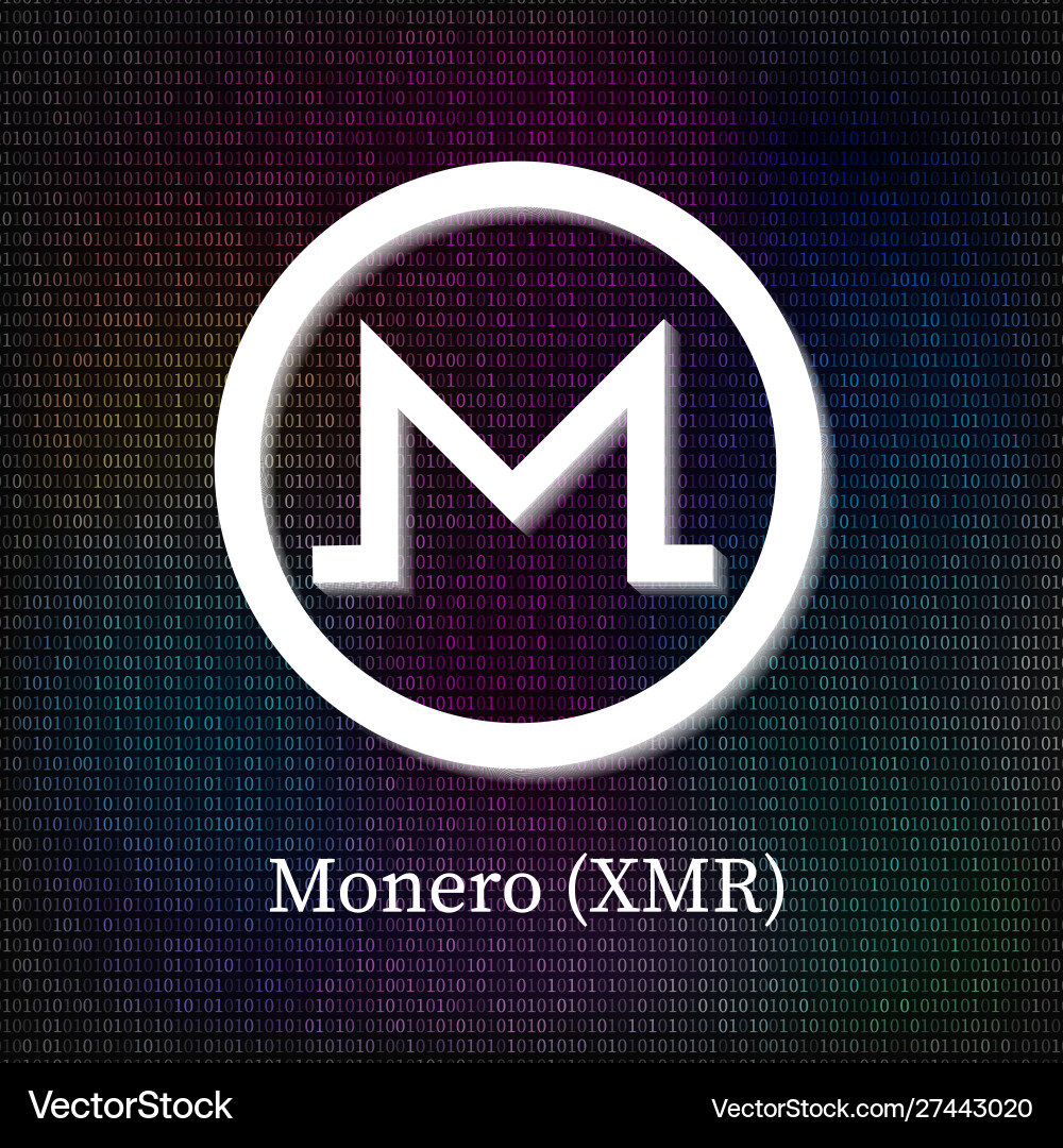 Monero symbol on dark binary code background Monero symbol on dark binary code background vector image