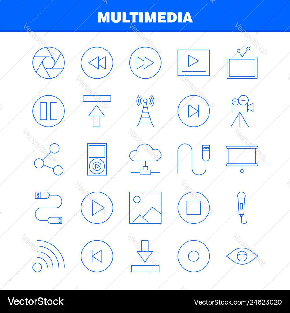 Multimedia line icon for web print and mobile vector image