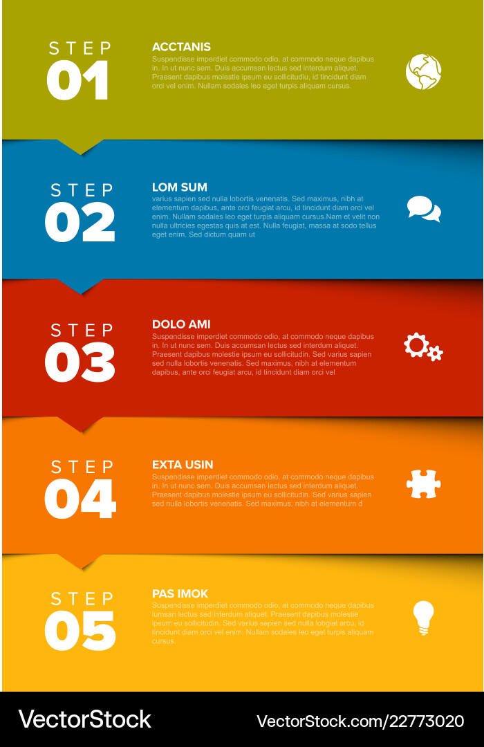 Progress five steps template Progress five steps template vector image