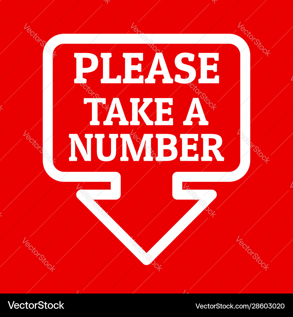 Queue Number Sign with Down Arrow vector image