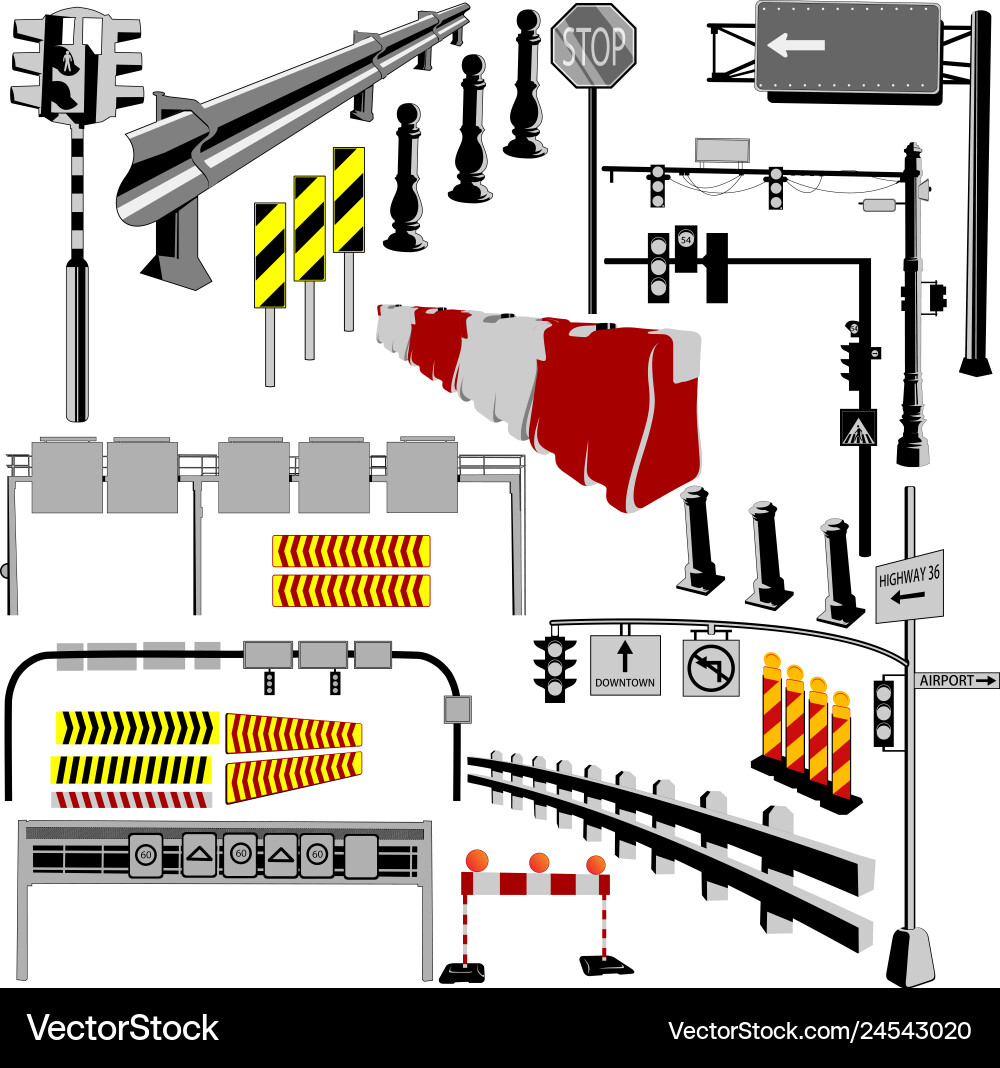 Road objects collection Road objects collection vector image