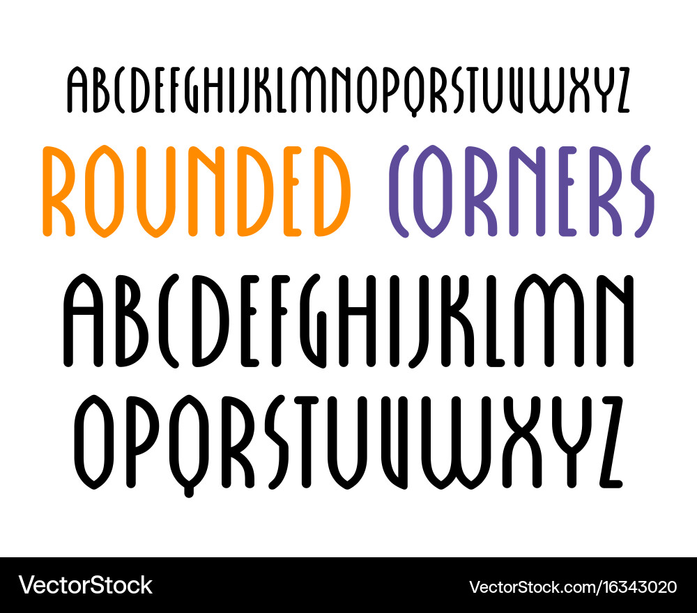 Sanserif font in new gothic style with rounded vector image