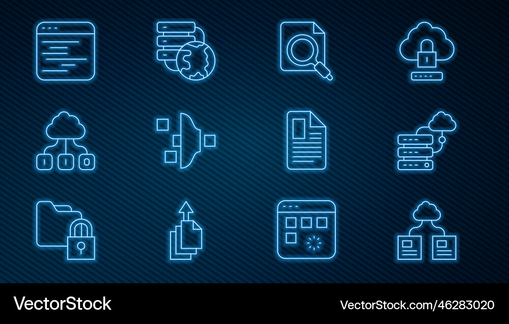 Set line cloud technology data transfer network Set line cloud technology data transfer network vector image
