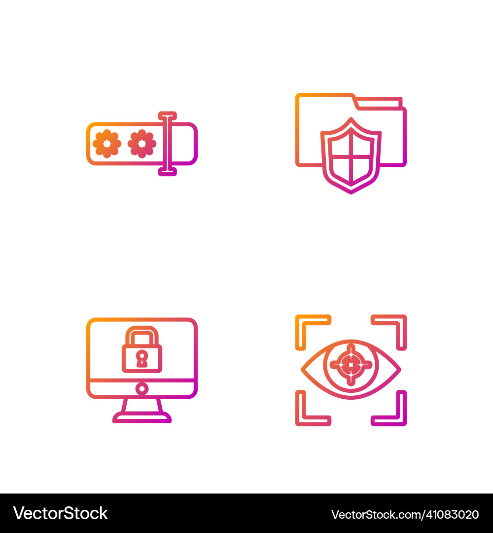 Set line eye scan lock on monitor password Set line eye scan lock on monitor password vector image