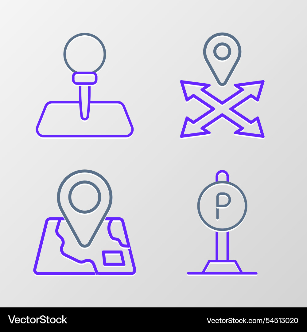 Set line parking folded map with location marker Set line parking folded map with location marker vector image