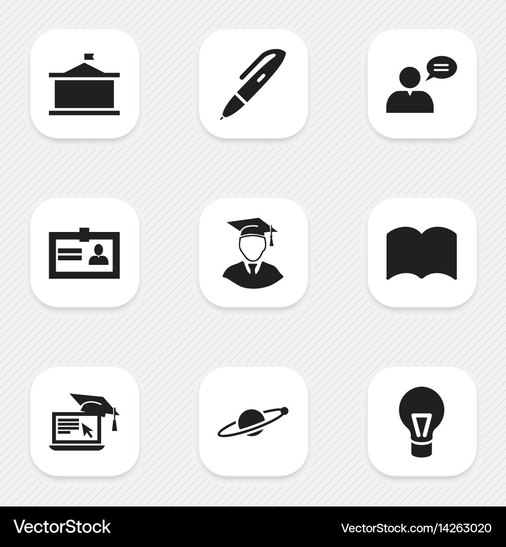 Set of 9 editable university icons includes Vector Image