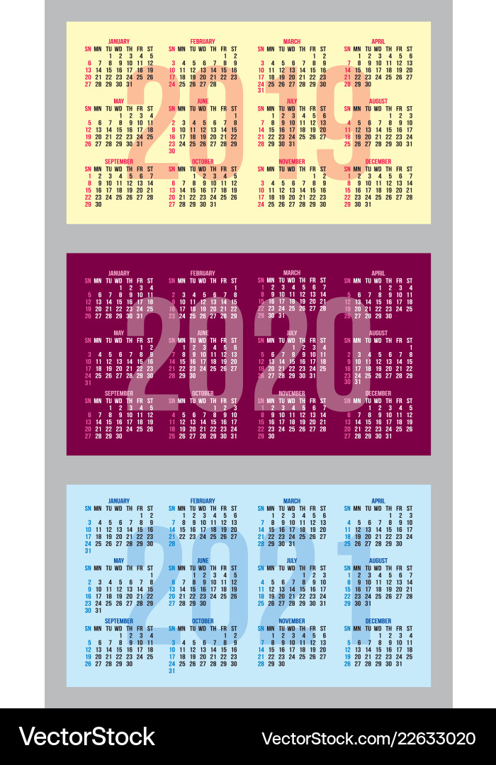 Set of color calendar grid templates vector image