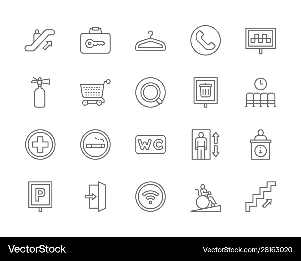 Set public navigation line icons hanger Vector Image