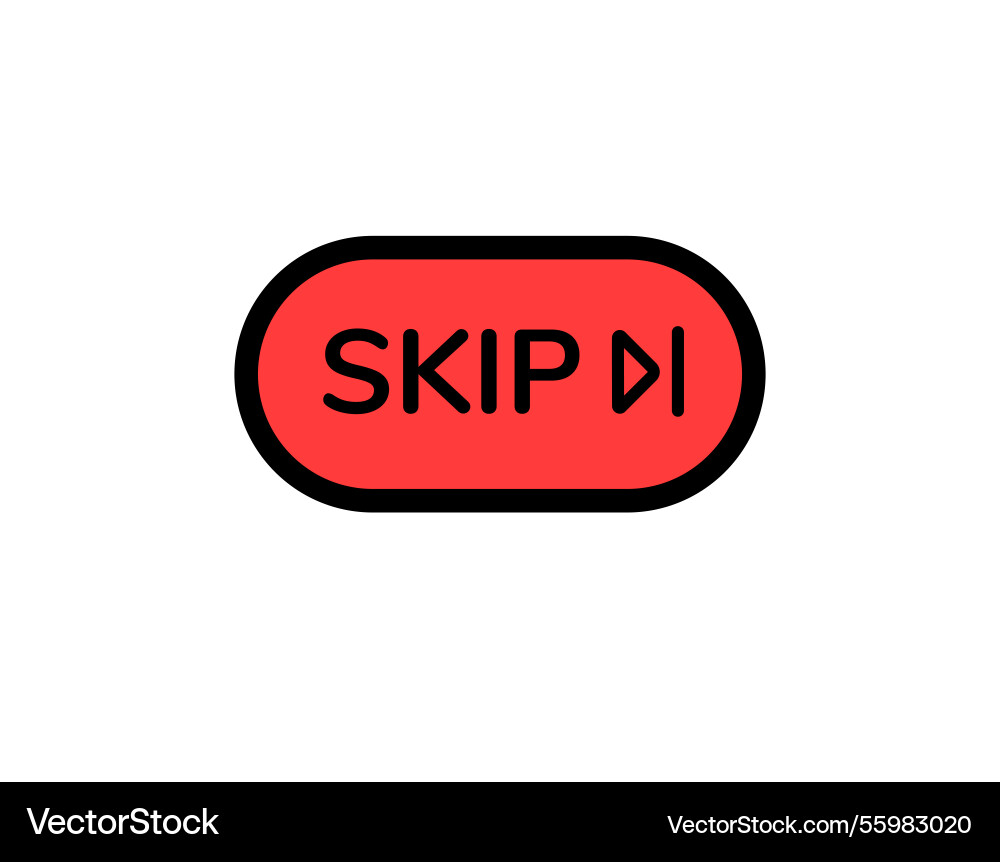 Skip button icon in red color with bold black vector image