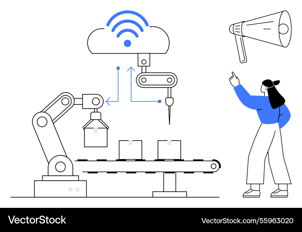 Smart factory automation with cloud connectivity Smart factory automation with cloud connectivity vector image