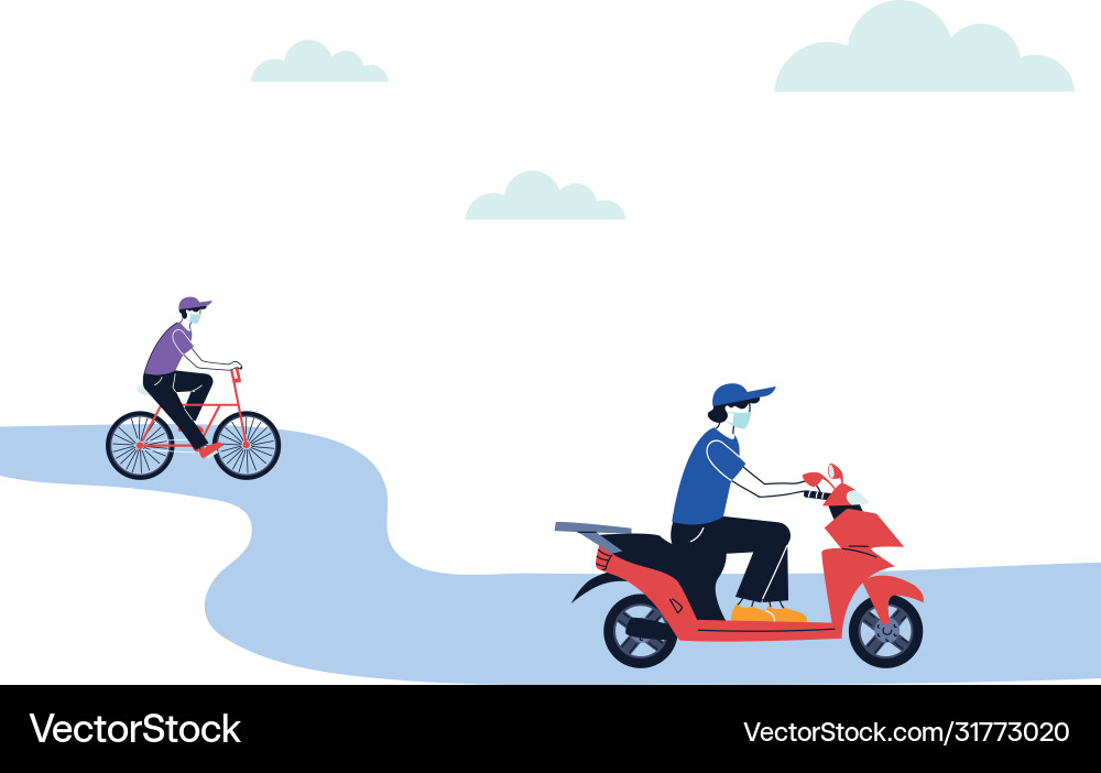 Stores with messengers delivery in vehicles Vector Image