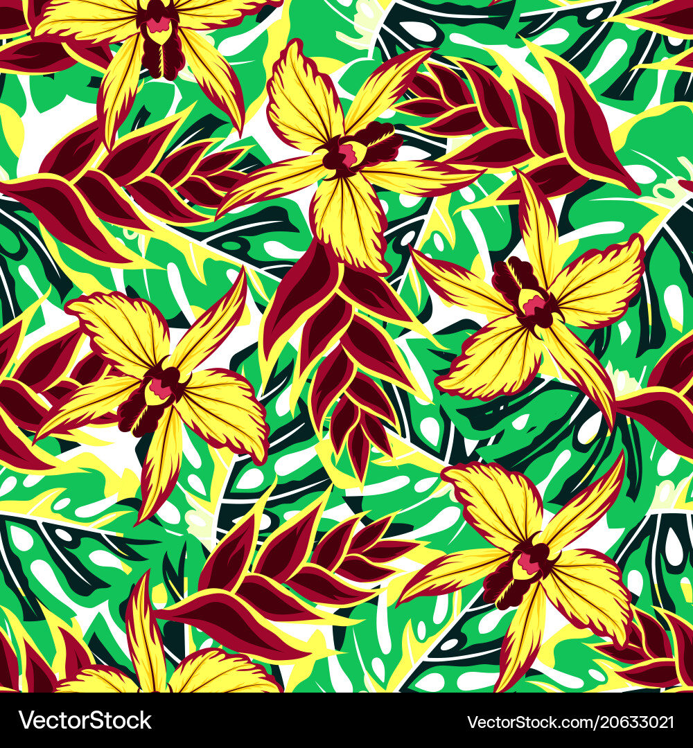 Abstract pattern with orchids 2 vector image