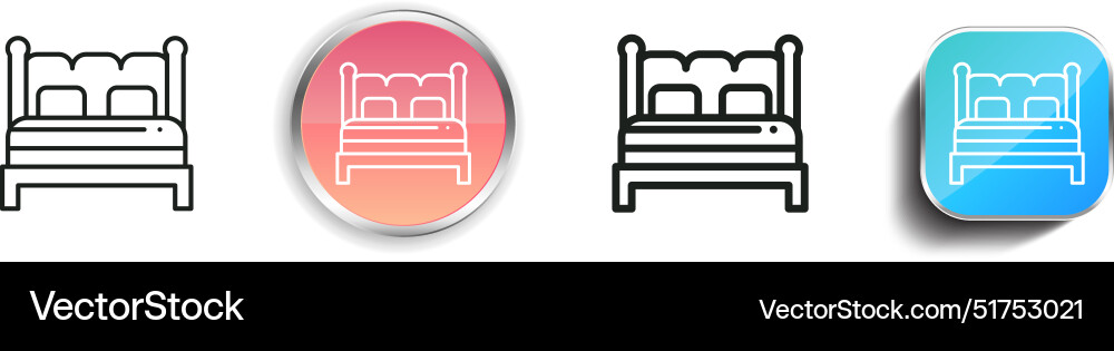 Bed icon thin linear regular and button style Bed icon thin linear regular and button style Vector Image