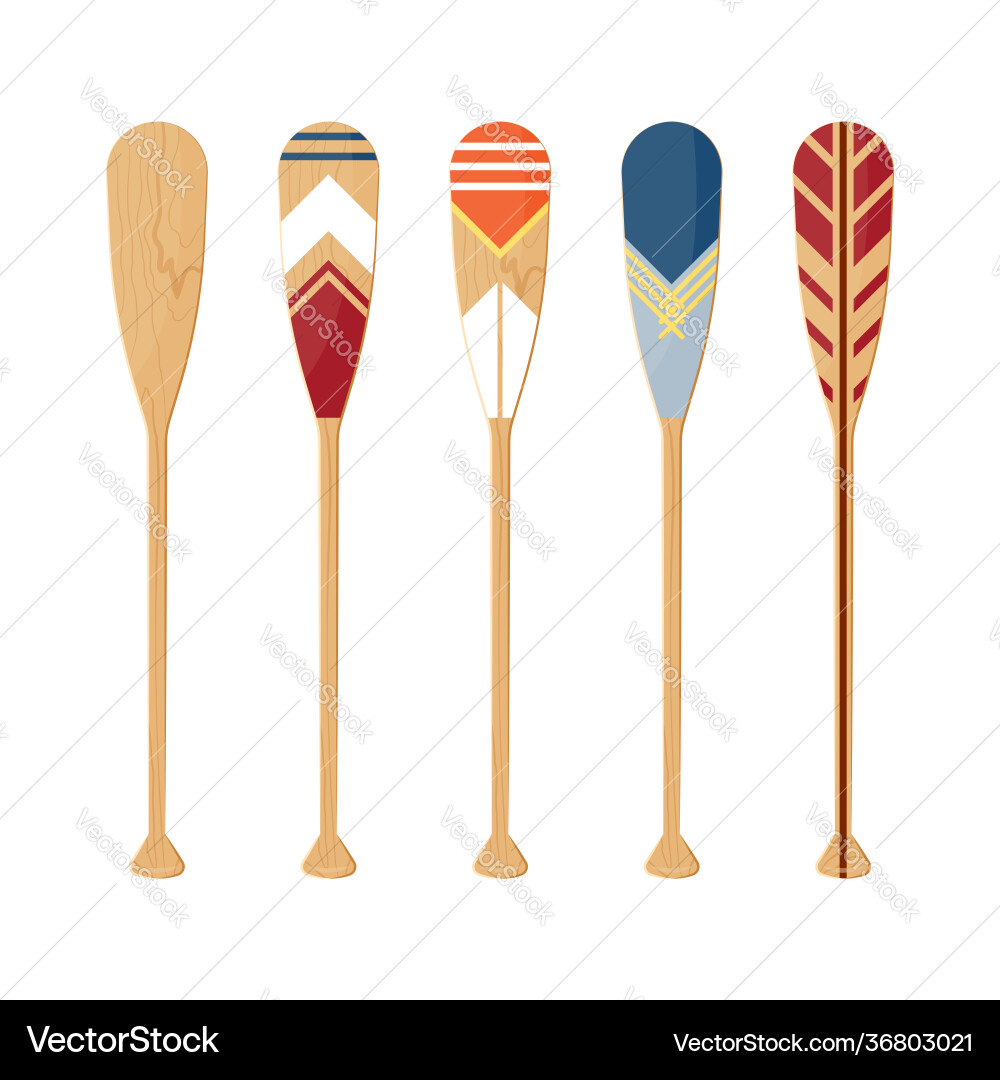 Canoe oars set in flat style Canoe oars set in flat style vector image