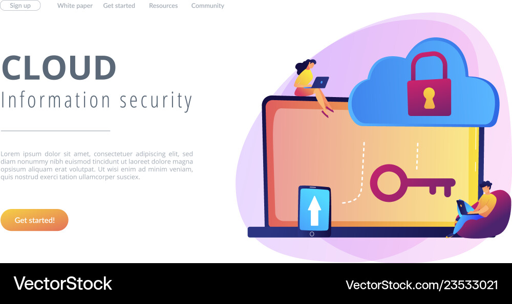 Cloud computing security concept landing page Cloud computing security concept landing page Vector Image