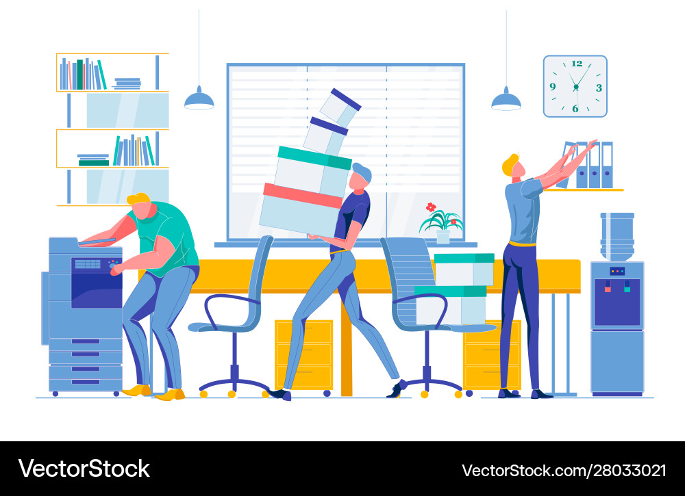 Employees doing different tasks workflow process Employees doing different tasks workflow process vector image