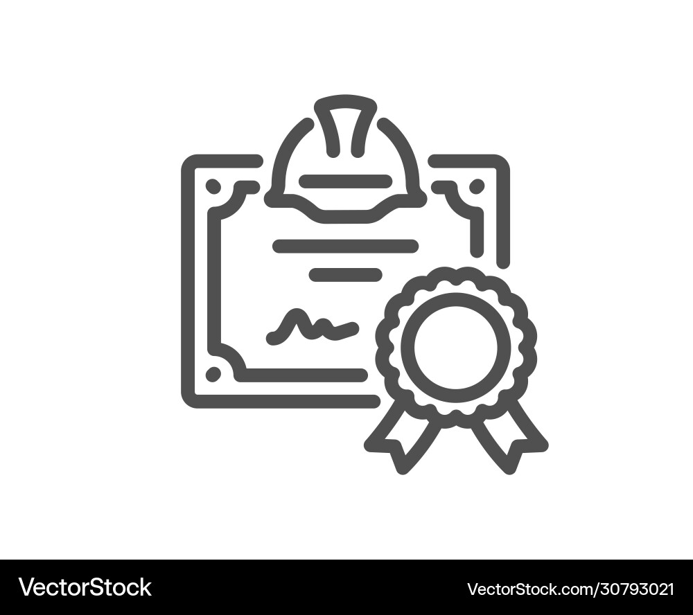 Engineering certificate line icon technical vector image