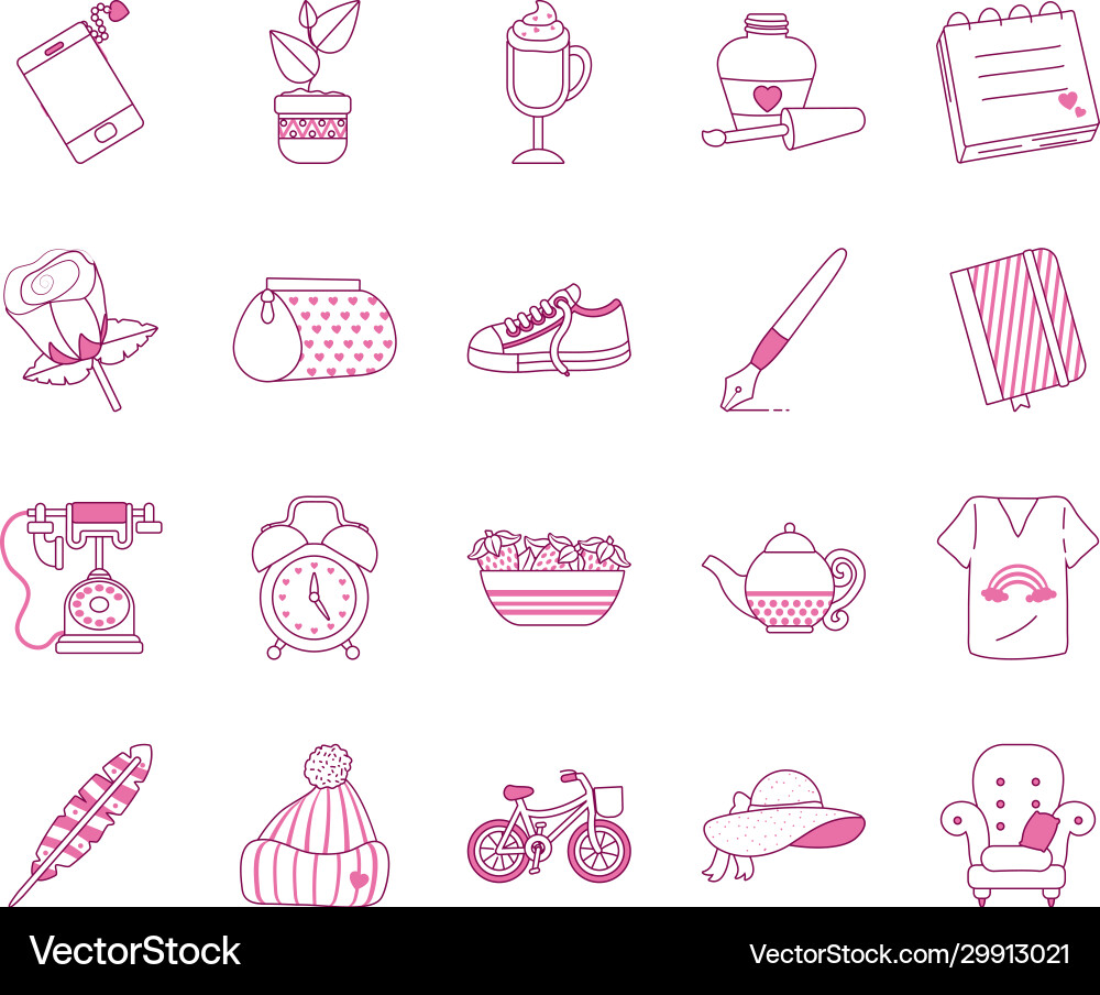 Isolated cute objects half line color style Isolated cute objects half line color style vector image