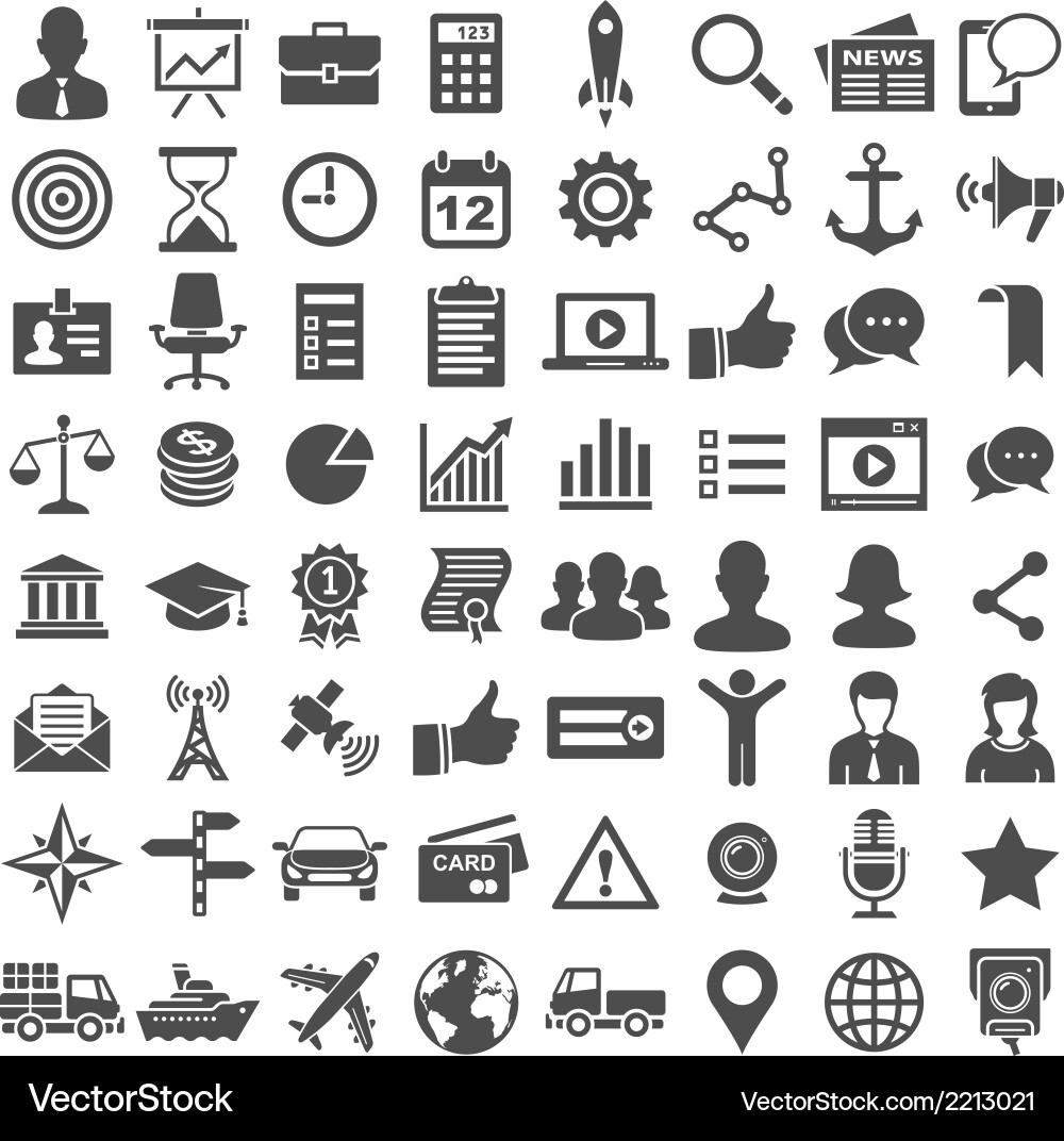 Modern Icon Set - Business & Social Vector Image