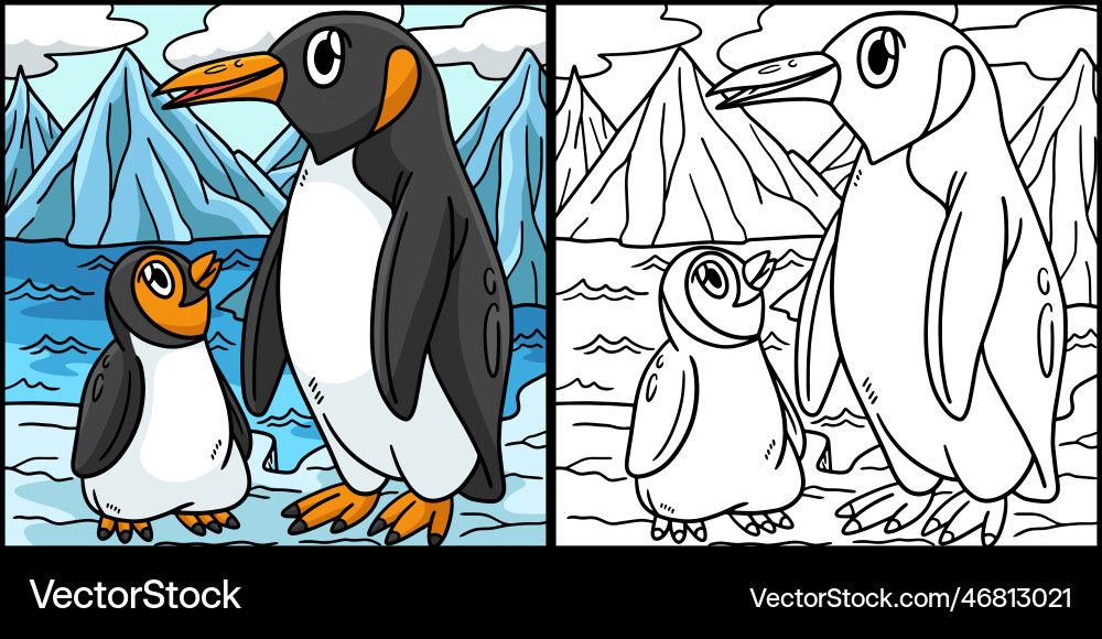Penguin coloring page colored Penguin coloring page colored vector image