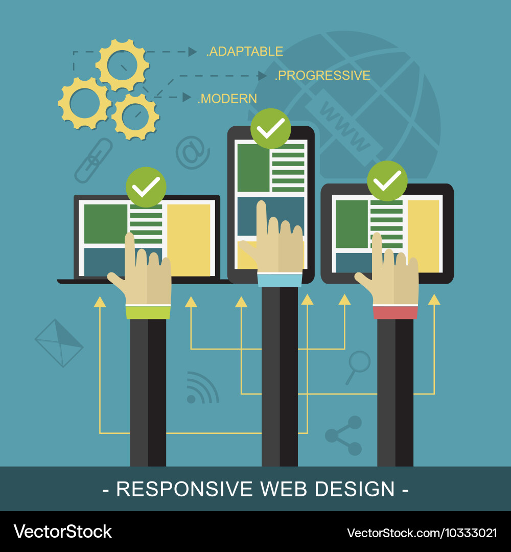 Responsive website design with technological vector image