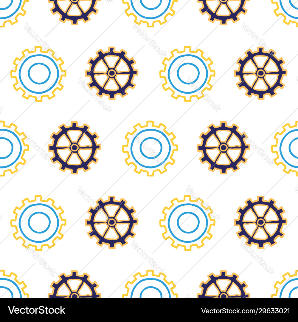 Reverse gear cogs seamless repeat pattern Reverse gear cogs seamless repeat pattern vector image