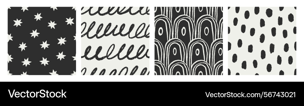 Seamless abstract scribble patterns set hand Seamless abstract scribble patterns set hand vector image
