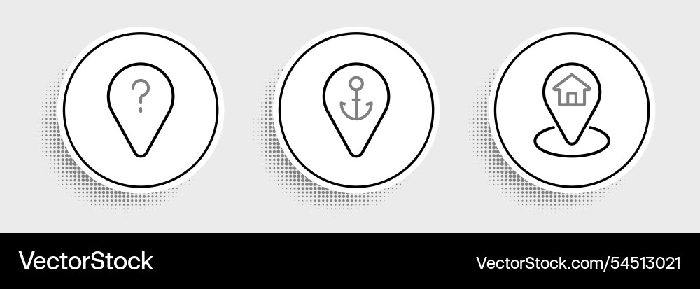Set line location with house unknown route point Set line location with house unknown route point Vector Image