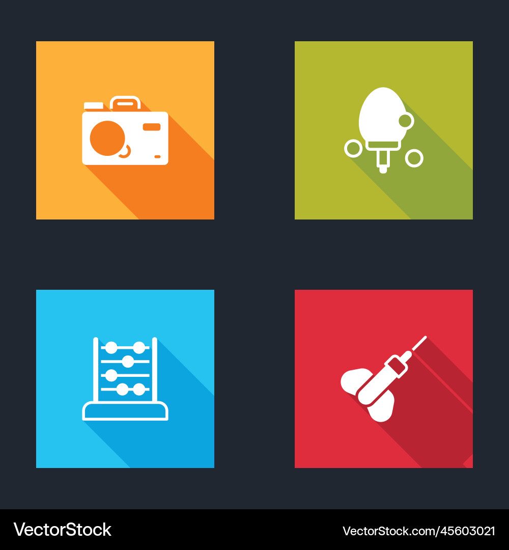 Set photo camera racket abacus and dart arrow Set photo camera racket abacus and dart arrow vector image
